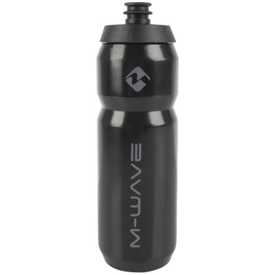 Garrafa desportiva preta em plástico com tampa de rosca