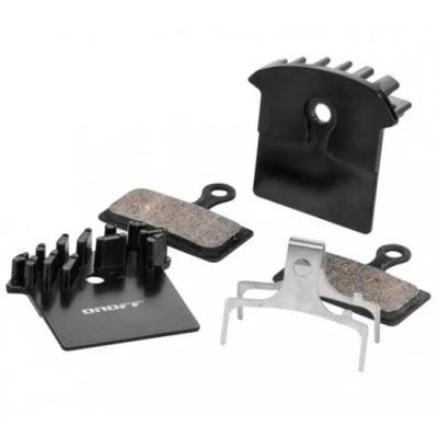 Pastilhas de travão para bicicleta com suporte, clipes e texto ONOFF