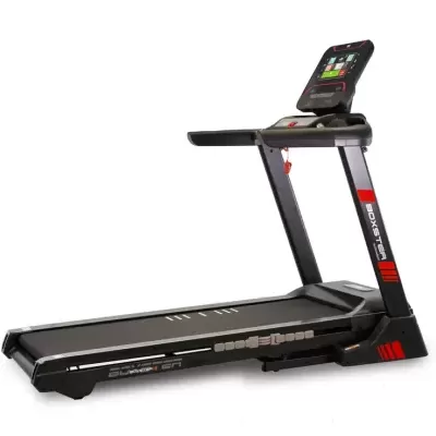 Passadeira de corrida elétrica preta com painel digital colorido
