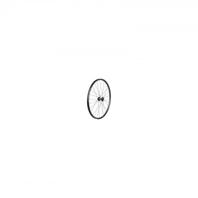 Roda de bicicleta preta com aro e raios sobre fundo branco