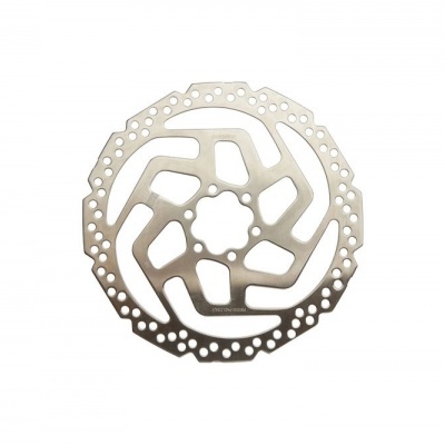 Disco de travão para bicicleta em metal prateado com design recortado
