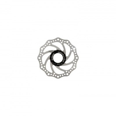 Disco de travão de bicicleta metálico prateado com centro preto