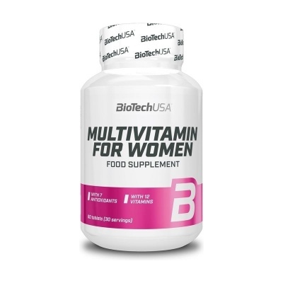 frasco branco de multivitaminas para mulheres BioTechUSA
