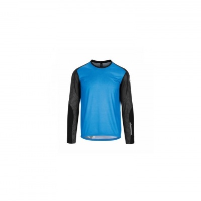 Camisola de manga comprida azul e preta para desporto