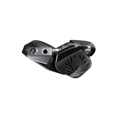 Auricular intra-auricular preto com detalhes metálicos