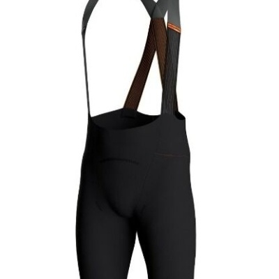 Calções de ciclismo pretos com alças elásticas cruzadas pretas e castanhas