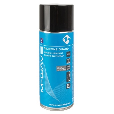 Spray de lubrificante de silicone M-WAVE, frasco azul com tampa preta