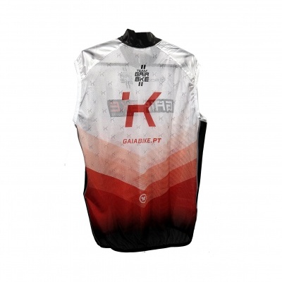 Colete desportivo para ciclismo branco, vermelho e preto com texto GAIA BIKE PT