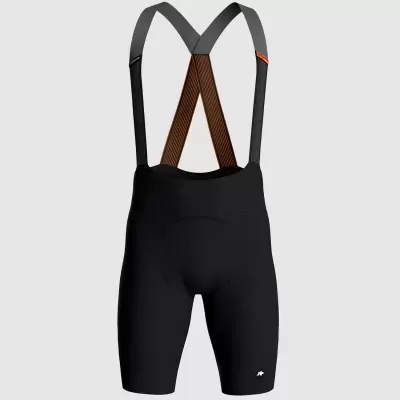 Calções de ciclismo pretos com alças elásticas cinza e castanho