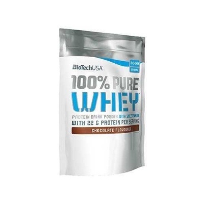 Embalagem de pó proteico 100% Pure Whey sabor Chocolate da BioTechUSA