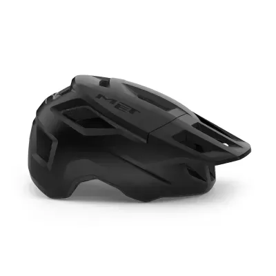 Capacete de ciclismo preto com aberturas e logo MET