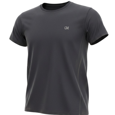 T-shirt cinzenta escura com GM no peito