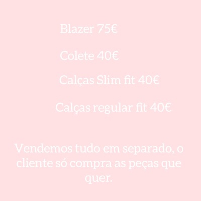 Lista de preços de roupa em fundo rosa com texto branco