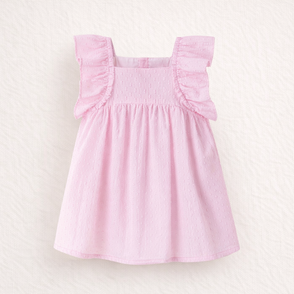 Vestido rosa claro com folhos para criança