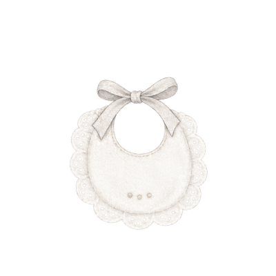 Babete branco com renda e laço