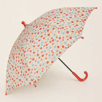 Guarda-chuva floral com pega vermelha