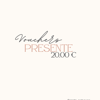Voucher de presente 20,00 € com design simples em fundo branco