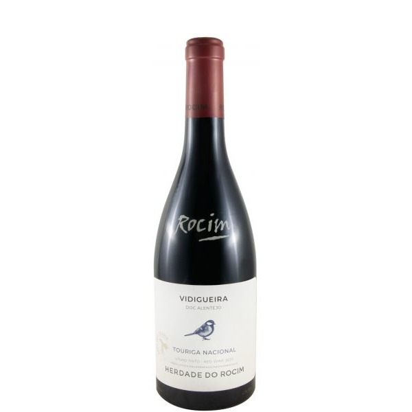 Herdade do Rocim Touriga Nacional tinto 2025 Garrafa de vinho tinto com rótulo branco e texto Rocim