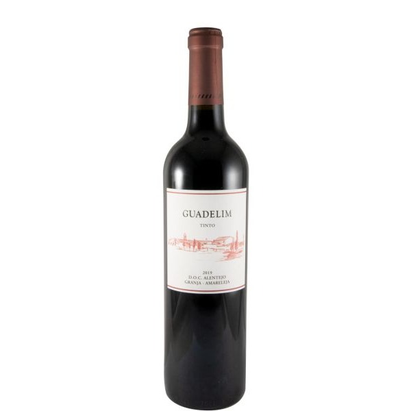 Guadelim tinto 2019 Garrafa de vinho tinto Guadelim 2019 com rótulo branco e tampa vinho