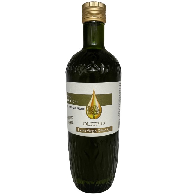 Azeite Virgem Extra - Olitejo - 500ml Garrafa de azeite extra virgem OLITEJO com rótulo branco e tampa dourada