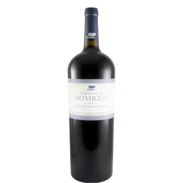 Herdade de São Miguel Colheita Seleccionada tinto 1,5L 2023 Garrafa de vinho tinto Herdade de São Miguel 2023 com rótulo branco e azul