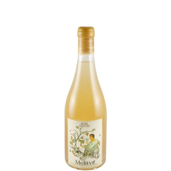 Altas Quintas Melitvs (vinho aromatizado com mel biológico) 50cl Garrafa de vinho branco com rótulo ilustrado e tampa dourada
