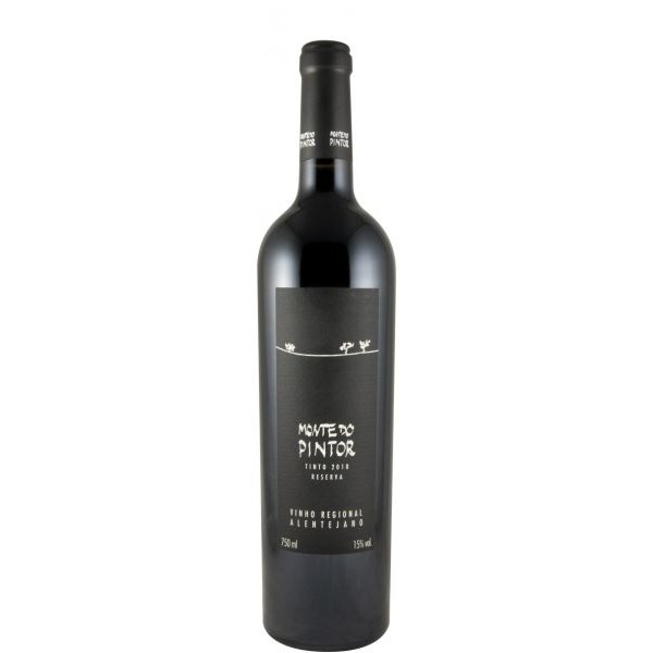 Monte do Pintor Reserva tinto 2018 Garrafa de vinho Monte do Pintor, rótulo preto com texto branco