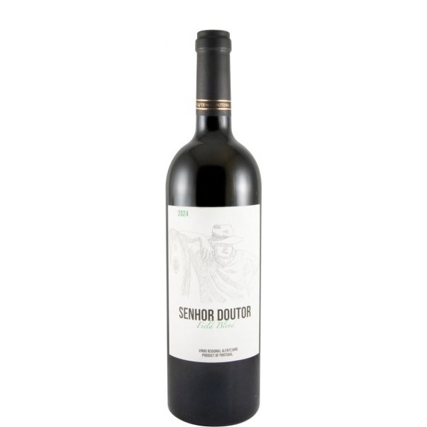 Senhor Doutor Field Blend branco 2024 Garrafa de vinho tinto Senhor Doutor com rótulo branco e texto visível