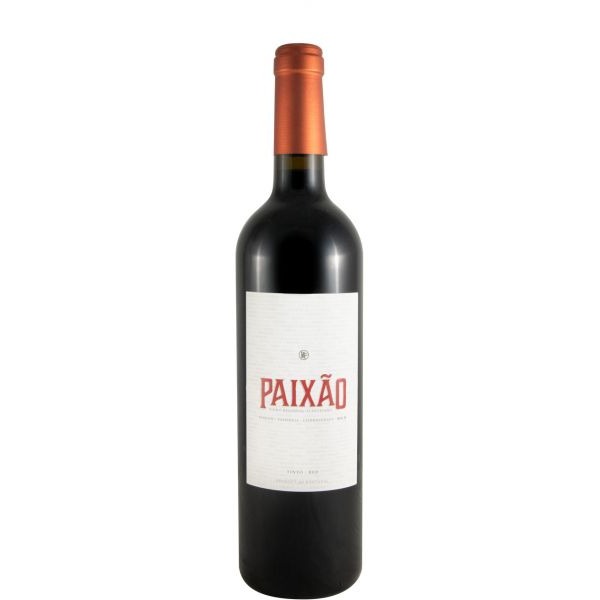 Monte da Penha Paixão tinto 2013 Garrafa de vinho tinto com rótulo PAIXÃO e cápsula laranja