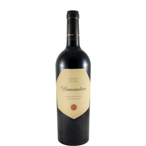 Humanitas Syrah Reserva tinto 2021 Garrafa de vinho tinto Humanitas Syrah Reserva com rótulo creme