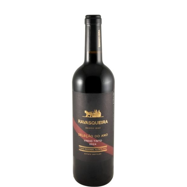 Ravasqueira Seleção do Ano tinto 2024 Garrafa de vinho tinto Ravasqueira Seleção do Ano 2024 com etiqueta preta e texto dourado