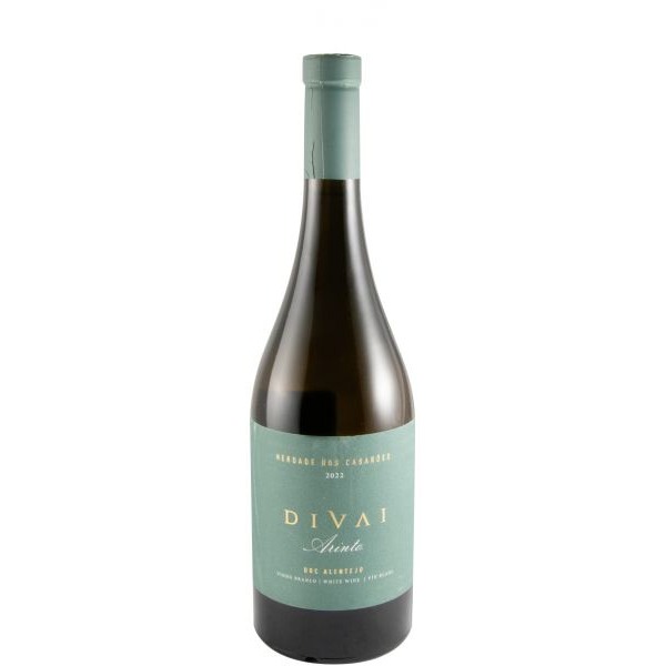 DIVAI Arinto branco 2022 Garrafa de vinho branco com rótulo verde-azulado e texto branco e dourado