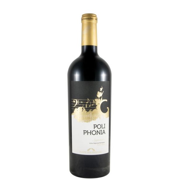 Poliphonia Signature tinto 2022 Garrafa de vinho tinto Poli Phonia com rótulo preto, branco e dourado