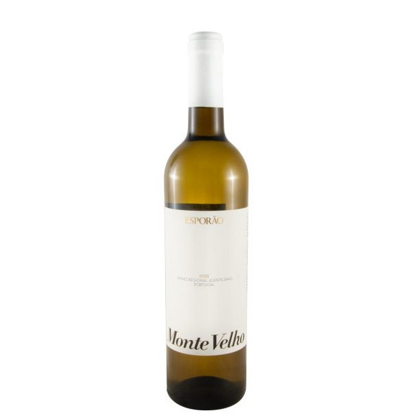 Esporão Monte Velho branco 2025 Garrafa de vinho branco Monte Velho da marca Esporão com rótulo branco