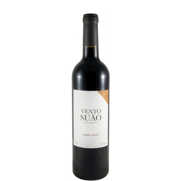 Vento Suão tinto 2021 Garrafa de vinho tinto Vento Suão DOC Alentejo com rótulo branco e tampa preta