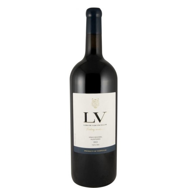 Lobo de Vasconcellos LV tinto 1,5L 2022 Garrafa de vinho tinto LV Lobo de Vasconcellos com rótulo branco e azul
