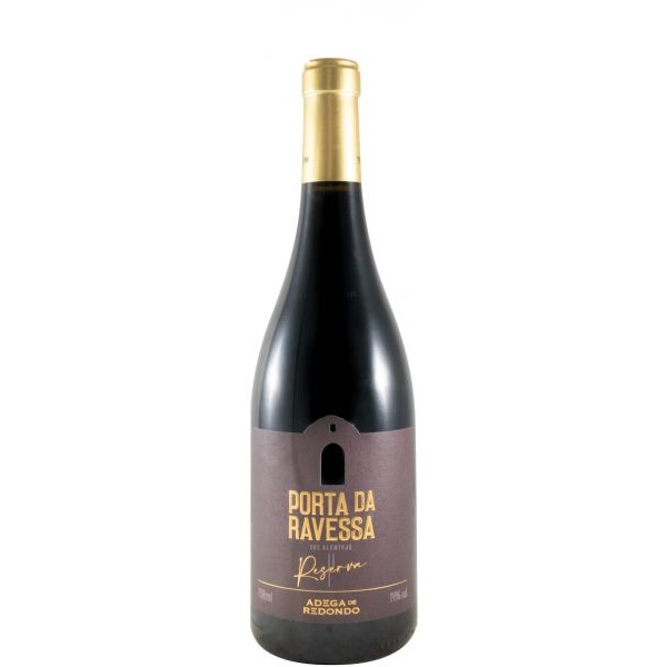 Porta da Ravessa Reserva tinto 2023 Garrafa de vinho tinto com rótulo castanho escuro e texto dourado