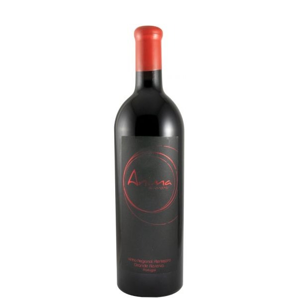 Anima de Fornalhas Grande Reserva tinto 2021 Garrafa de vinho tinto com rótulo preto e texto vermelho