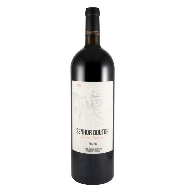 Senhor Doutor Touriga Nacional Reserva tinto 1,5L 2023 Garrafa de vinho tinto Reserva Senhor Doutor Terroir Nacional 2023 com rótulo branco e ilustração