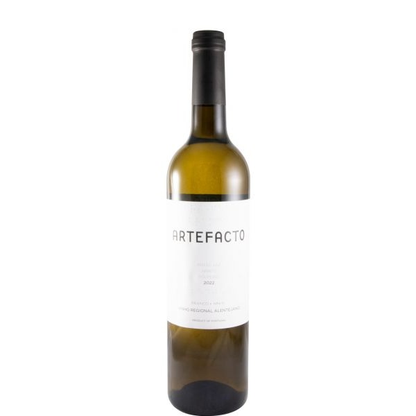 Artefacto branco 2022 Garrafa de vinho branco com rótulo branco e texto Artefacto