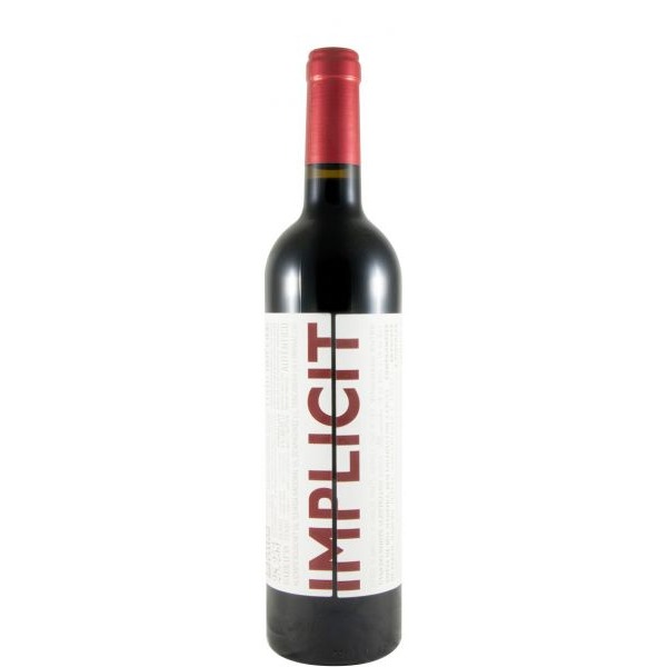 Explicit tinto 2022 Garrafa de vinho tinto com rótulo branco e texto vermelho IMPULICIT