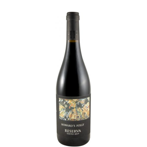 Howard's Folly Reserva tinto 2019 Garrafa de vinho tinto Howards Folly Reserva 2019 com rótulo preto colorido