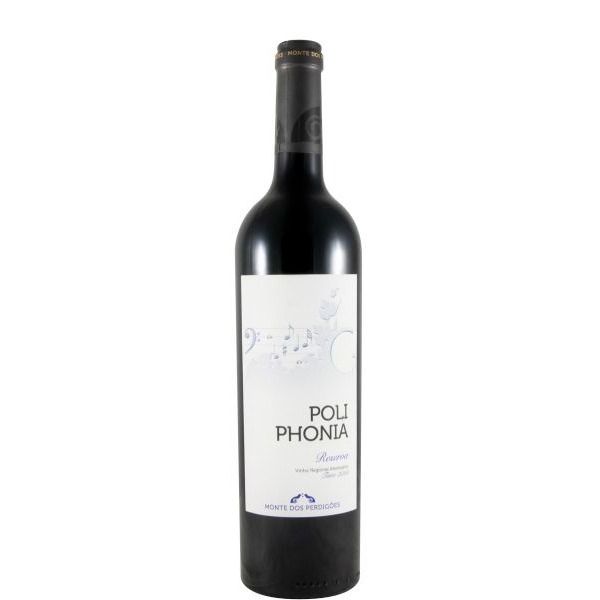 Poliphonia Reserva tinto 2024 Garrafa de vinho Poliphonia Reserva 2017 com rótulo branco e detalhes musicais