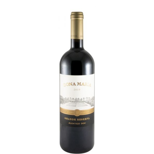 Júlio Bastos Dona Maria Grande Reserva tinto 2019 Garrafa de vinho tinto Dona Maria 2019 com rótulo branco, preto e dourado