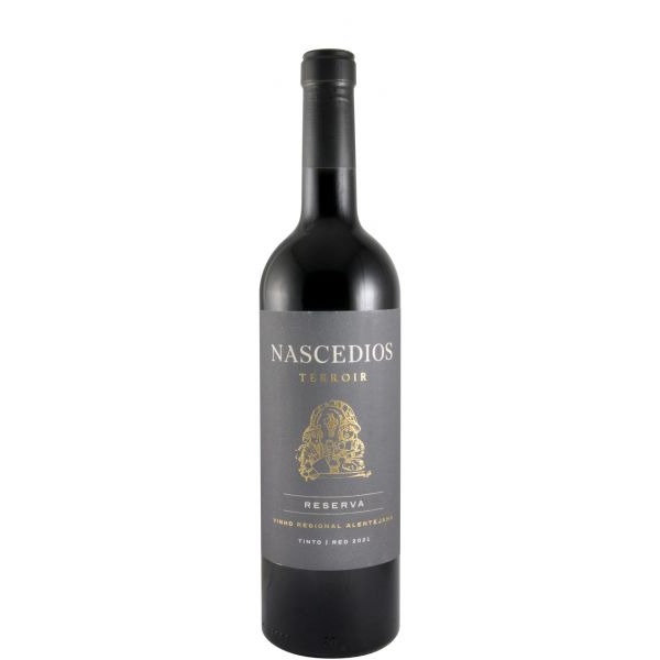 Nascedios Terroir Reserva tinto 2021 Garrafa de vinho tinto NASCEDIOS TERROIR RESERVA com etiqueta cinza escuro e detalhes dourados