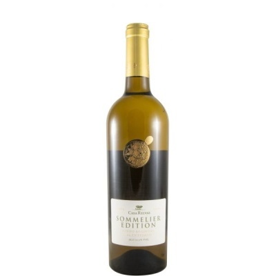 Garrafa de vinho Casa Reevas Sommelier Edition com rótulo branco e tampa dourada