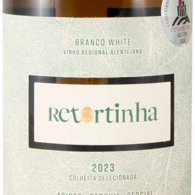 Rótulo de vinho branco Retortinha 2023 com selo de concurso