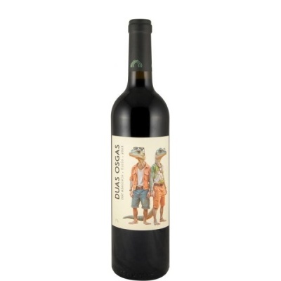 Garrafas de vinho tinto com rótulo de lagartos antropomórficos