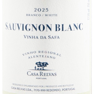 Rótulo de vinho branco Sauvignon Blanc 2025 da Casa Relvas