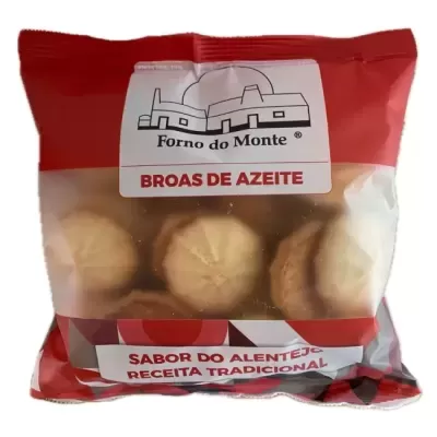 Pacote de broas de azeite com rótulo Forno do Monte